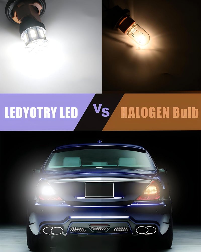 LEDYOTRY مصباح LED 7443 7440، ساطع للغاية 7444 7441 W21W T20 مصابيح بديلة لأضواء الرجوع للخلف، أضواء الفرامل، أضواء الذيل، أضواء التشغيل النهارية أو أضواء الانتظار، بيضاء (عبوة من 4)  - Image 4